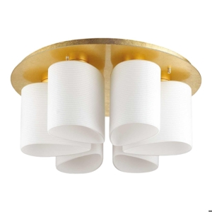 Daisy pl6 ideal lux plafoniera moderna per salotto foglia oro diffusori vetro