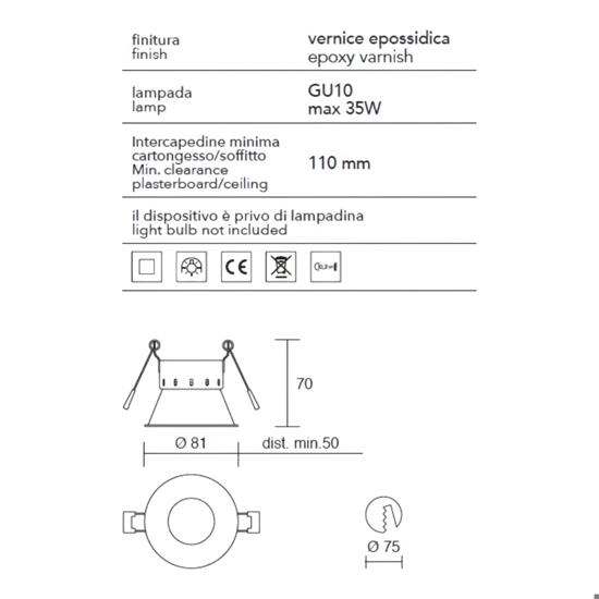 Faretto isyluce da incasso a soffitto rotondo nero