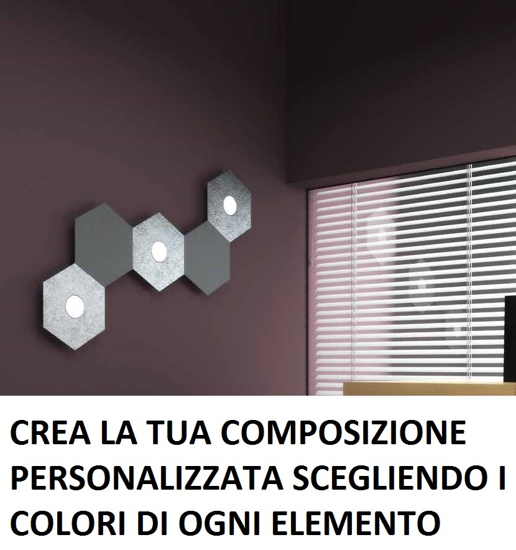 Plafoniera led hexagon toplight 2 luci con piasta in metallo grigio da ingresso