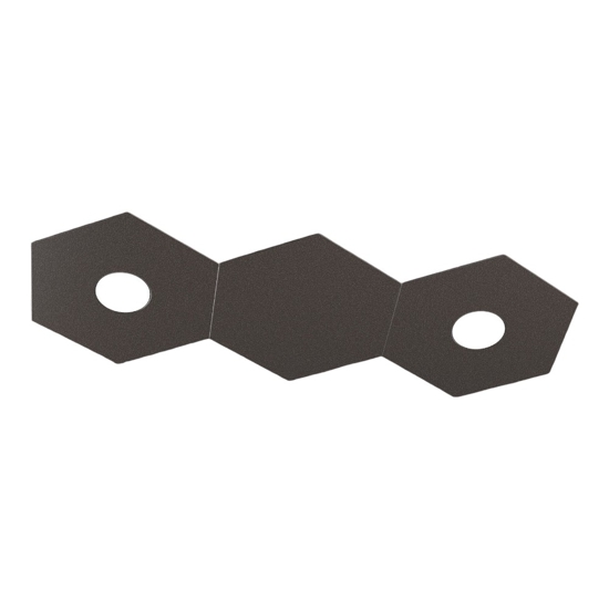 Toplight hexagon plafoniera moderna 2 luci piastra marrone metallo rettangolare