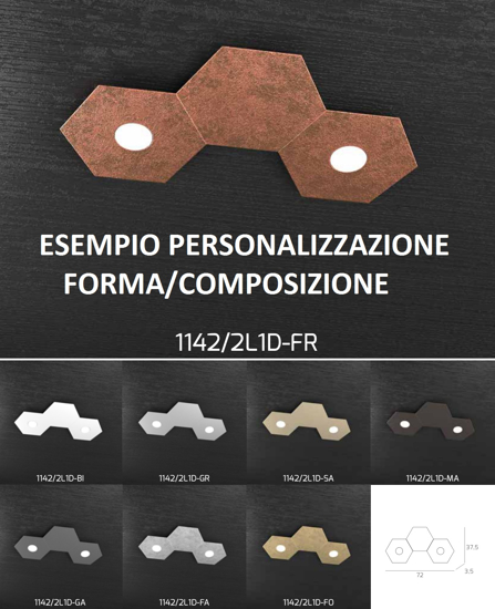 Toplight hexagon plafoniera moderna 2 luci piastra marrone metallo rettangolare