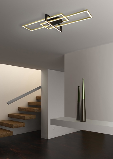 Plafoniera oro led 3000k dimmerabile moderna design per soggiorno