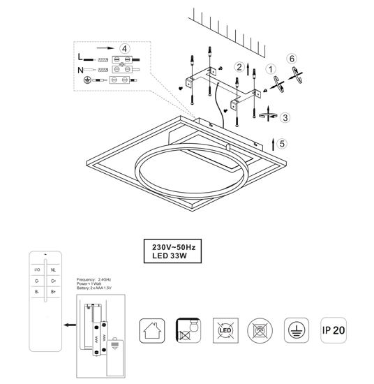 Plafoniera bianca moderna led 33w telecomando dimmerabile