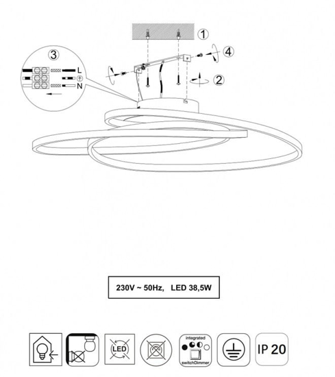 Plafoniera per camera da letto moderna led 3000k dimmerabile bianca