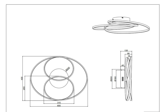 Plafoniera per camera da letto moderna led 3000k dimmerabile bianca