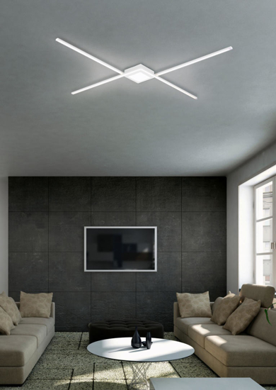 Plafoniera led 27w 4000k design moderna bianca per soggiorno