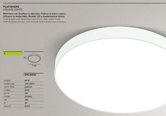 Plafoniera led 4000k tonda bianco opaco moderna