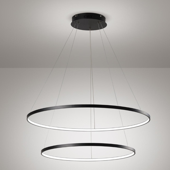 Lampadario moderno led 58w 3200k cerchi nero affralux aluring