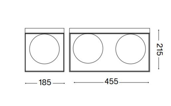 Lingotto pl2 ideal lux plafoniera nera rettangolare due luci sfere bianco opaco