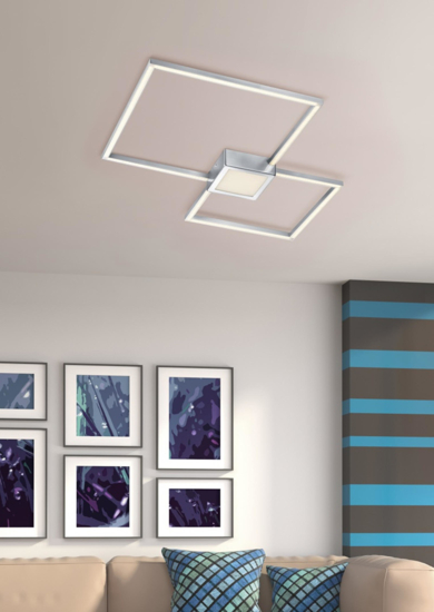 Plafoniera cromata moderna led 28w 4000k dimmerabile