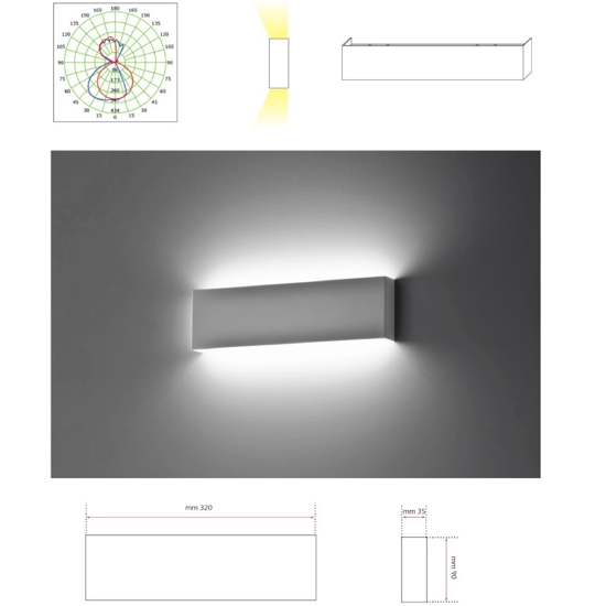 Isyluce applique nero led 18w 3000k moderna rettangolare