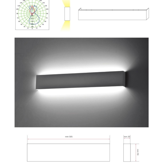 Applique nero isyluce led 24w 3000k