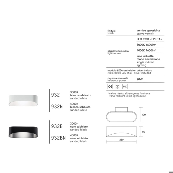 Applique led nero 20w 3000k design moderna isyluce