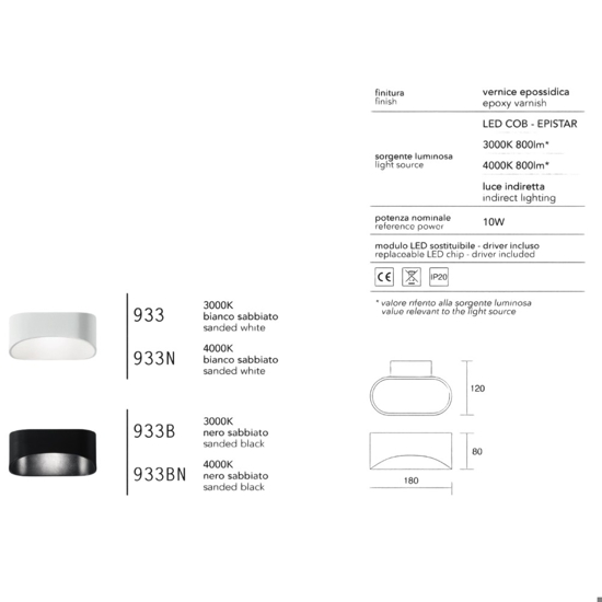 Applique isyluce nero led 10w 3000k per interni moderna