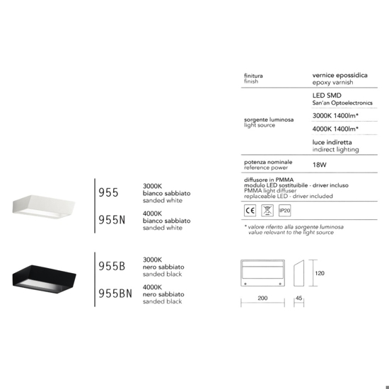 Isyluce applique led 18w 4000k moderno nero design