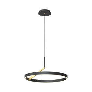 Lampadario a sospensione cerchio nero e oro led cct 37w dimmerabile con telecomando