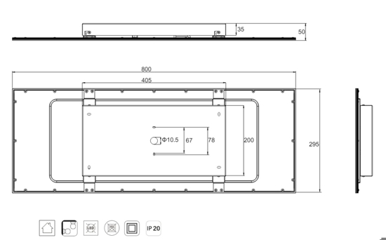 Pannello led 80x29 dimmerabile 2700k-6500k plafoniera rettangolare