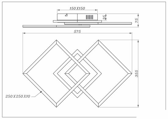 Plafoniera bianca moderna quadrati led 4000k 25w dimmerabile