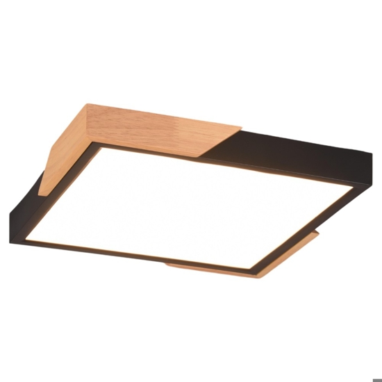 Plafoniera moderna nero legno led 20w 3000k dimmerabile