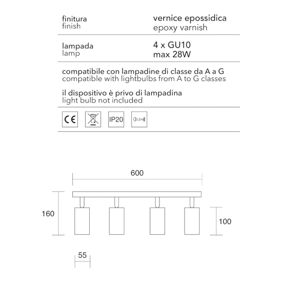 Isyluce plafoniera bianca con faretti led orientabili