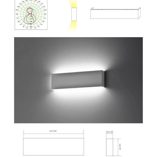 Applique led 18w 4000k metallo moderno rettangolare isyluce