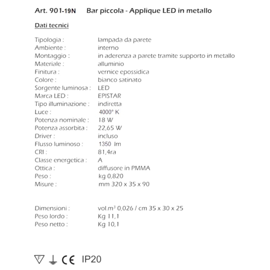 Applique led 18w 4000k metallo moderno rettangolare isyluce