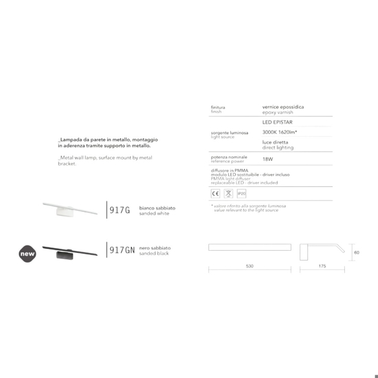 Applique nero per specchio da bagno ip20 isyluce led 18w 3000k