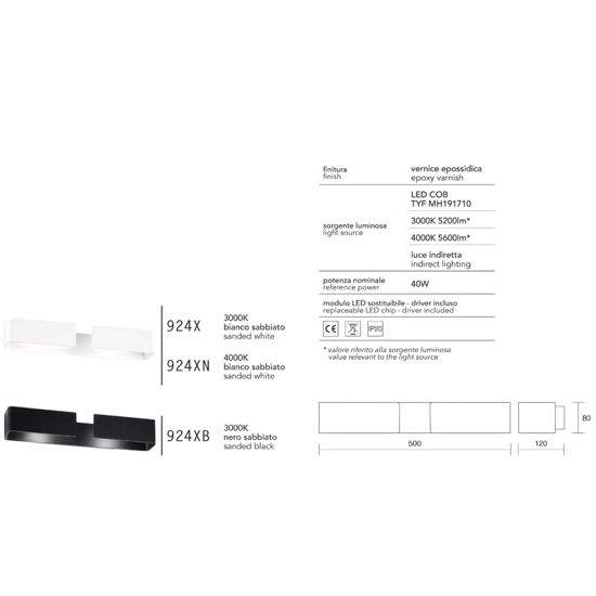 Isyluce applique bianca moderna led 40w 3000k design