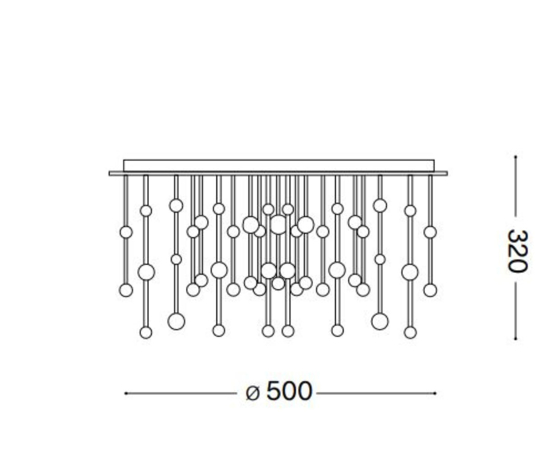 Ideal lux armony pl d50 plafoniera led 55w 3000k pendenti vetro 50cm