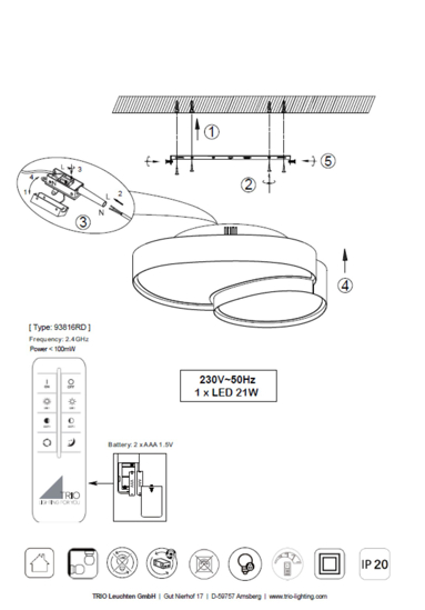 Plafoniera bianca led cct 21w dimmerabile con telecomando