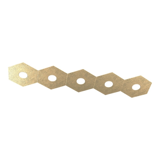 Plafoniera moderna top light hexagon 5 luci foglia oro rettangolare