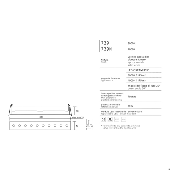 Faretti da incasso  18w 3000k exacta isyluce