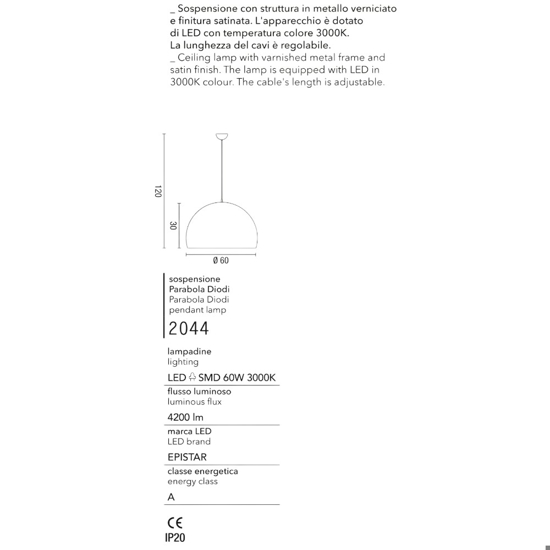 Affralux lampadario moderno led 60w 3000k bianco da soggiorno