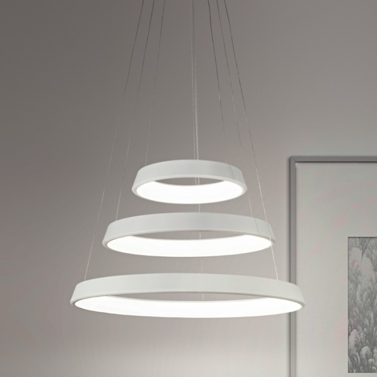 Lampadario moderno led 102w 3200k affralux anelli diodi