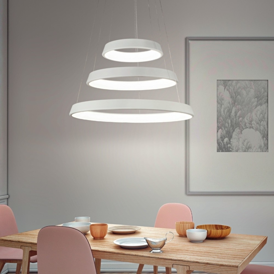 Lampadario moderno led 102w 3200k affralux anelli diodi