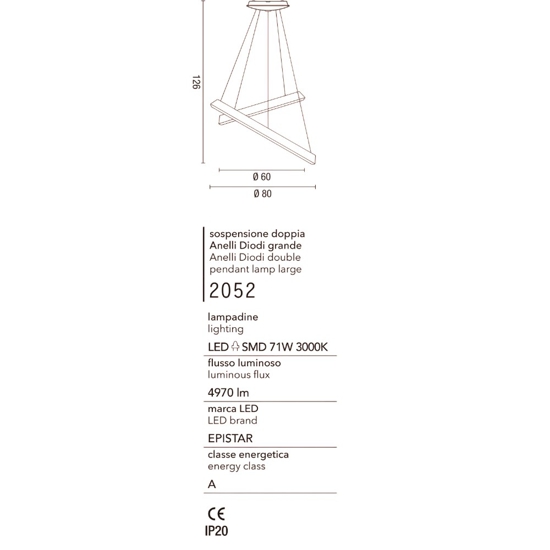 Affralux diodi lampadario per soggiorno moderno led 82w 3200k bianco