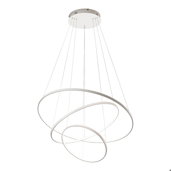 Aluring lampadario bianco moderno led 3000k tre anelli