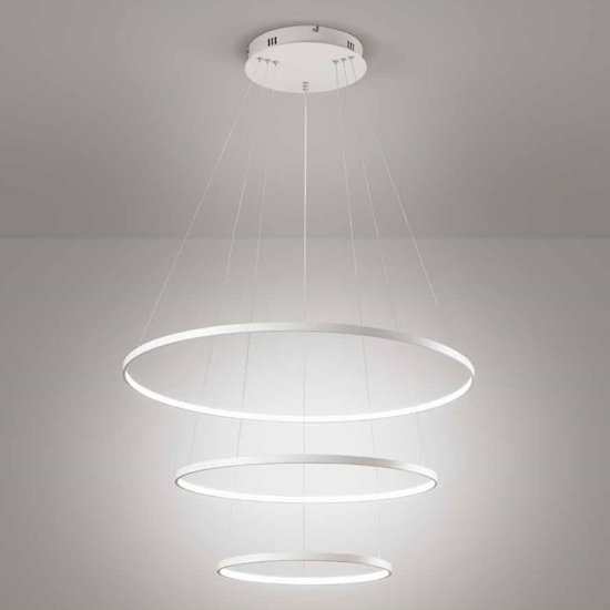 Aluring lampadario bianco moderno led 3000k tre anelli