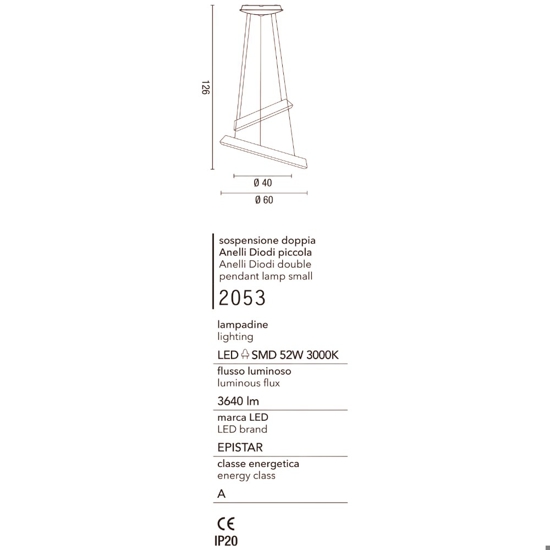 Affralux anelli diodi lampadario led 54w 3200k particolare bianco moderno