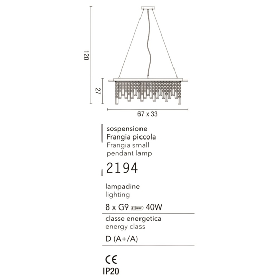 Affralux frangia lampadario di cristallo sospensione per tavolo soggiorno