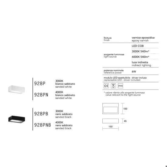 Isyluce applique led 6w 3000k bianco rettangolare moderna