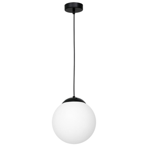 Lampada nera sfera vetro bianco