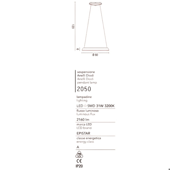 Affralux anelli diodi lampadario moderno led 35w 3200k