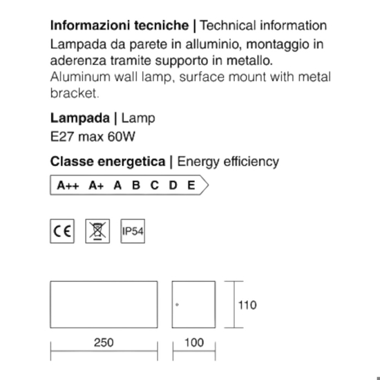 Isyluce applique da esterno corten marrone rettangolare