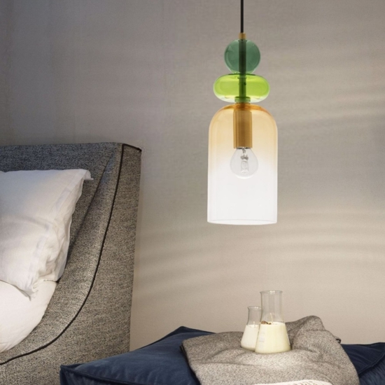 Lampadario a sospensione oro per camera da letto vetro colorato