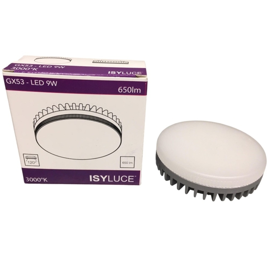 Isyluce lampadina led gx53 9w 3000k 650lm ottica 120&deg;