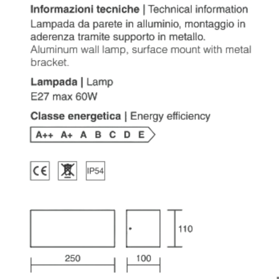 Applique da esterno corten rettangolare isyluce deco