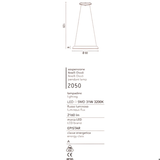 Lampadario moderno led 35w 3200k diodi sabbia affralux