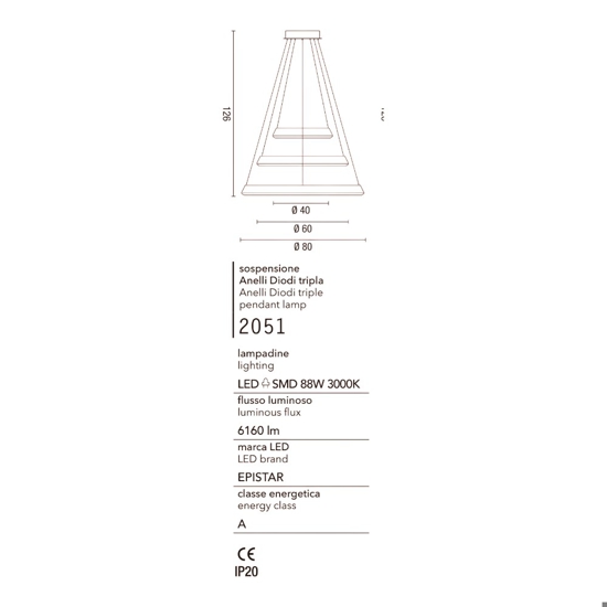 Affralux band diodi lampadario a sospensione cerchi led sabbia