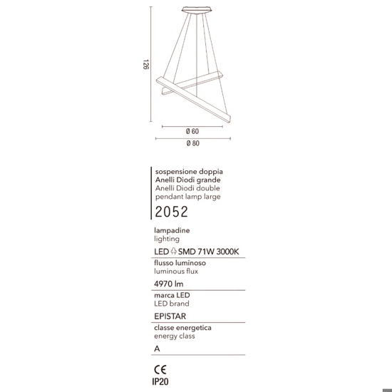 Affralux lampadario diodi sabbia led 82w 3200k cerchi per soggiorno